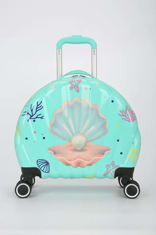 Scatola di bagagli per bambini cartone animato Conchiglia Scatola di carrello per bambini Universal Ruota Scatola di bagagli Sacchetto con borsa