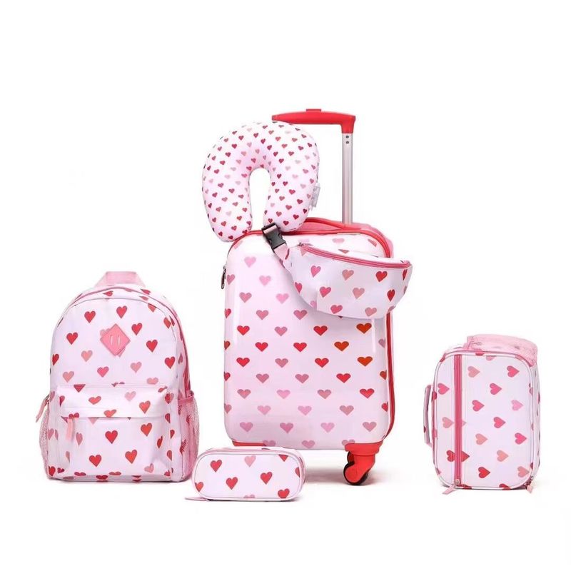Nuovo design 6 pezzi Set di viaggio per bambini Bagagli Carino cartone animato Borse scolastiche con cerniera