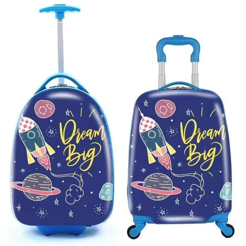 Vendita calda 4 ruote Spinner bagaglio Bambini Viaggi Tasca di carrello Borsa scolastica Valigia di plastica