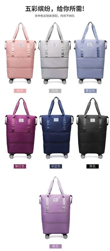 Borsa da viaggio da lavoro pieghevole leggera con maniglia a ruote con tasche multiple secca bagnata