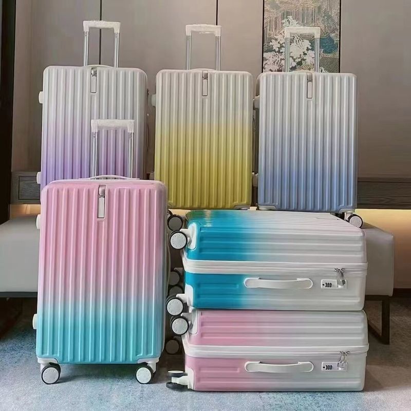 Vendita all'ingrosso in caldo Color Gradient ABS+PC Suitcase Baggage Set Ruote staccabili Trolley Valigia Colore Baggage Trave
