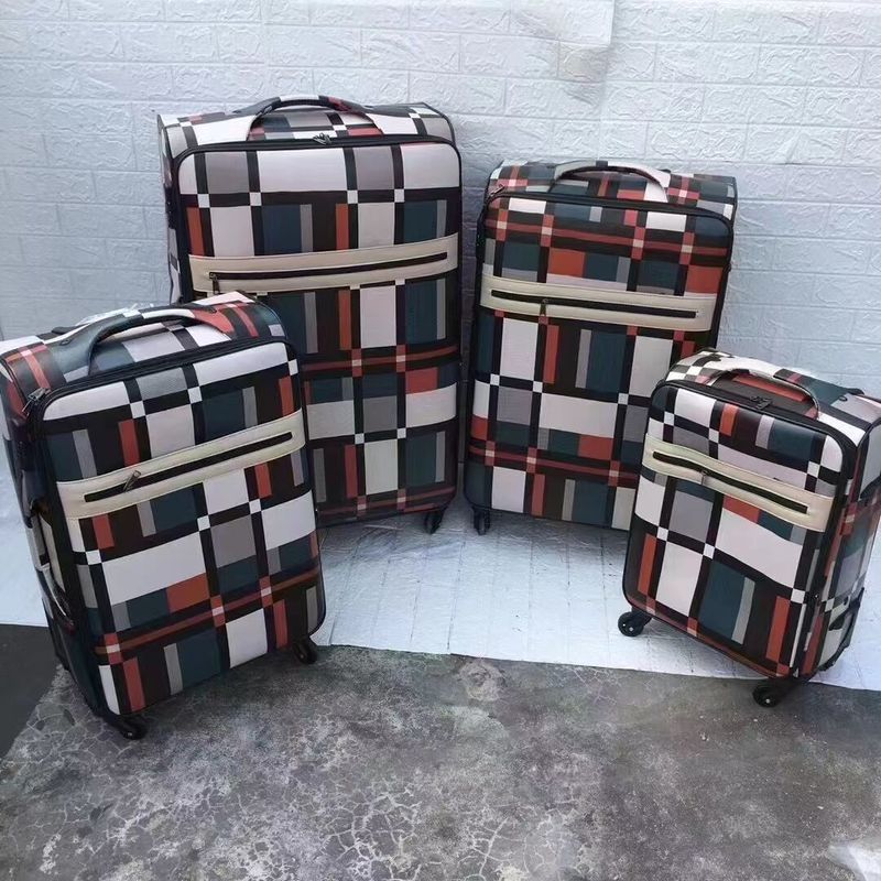 Set di bagagli in pelle con disegno a piastre di colore misto PU Fabbrica di fornitura impermeabile Alta resistenza e compressione resistente