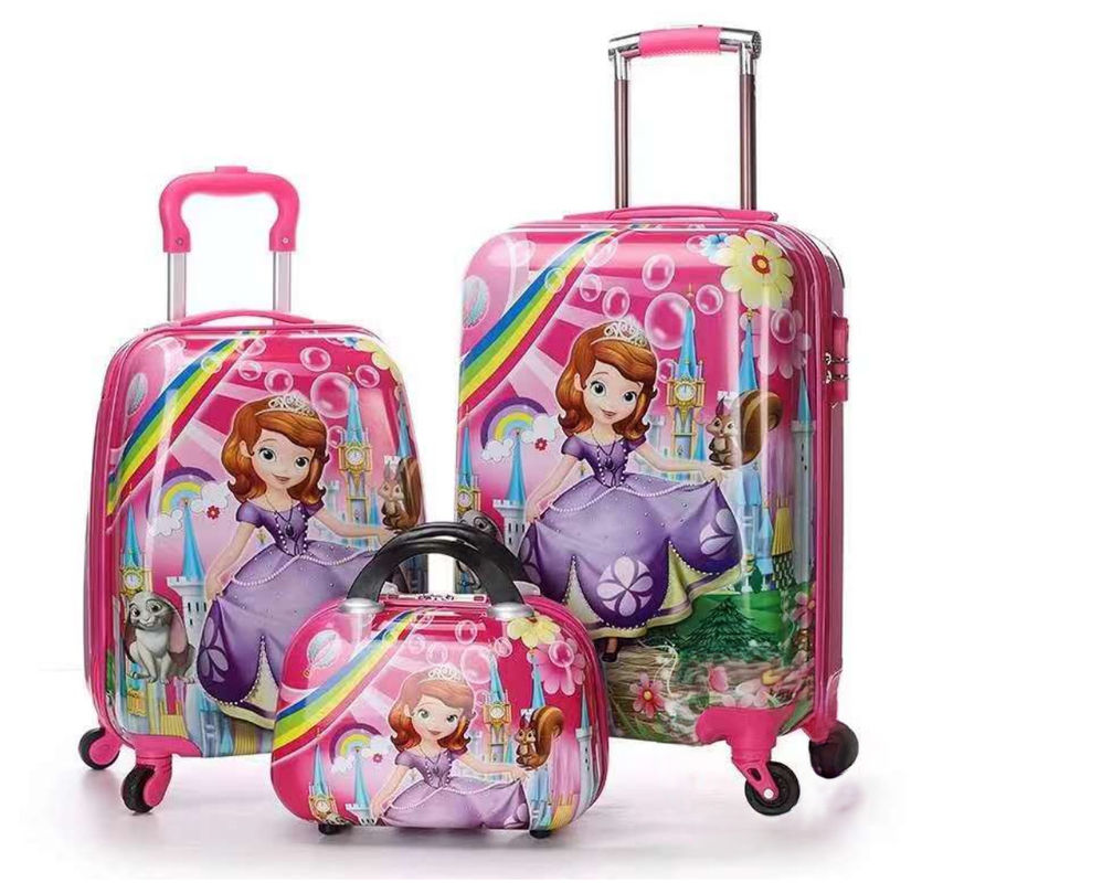 Nuovo all'ingrosso immagini di cartoni animati 13 16 20 pollici Pc bambini bagaglio personalizzato bambini valigia unicorno stampa 3d bambini carrello