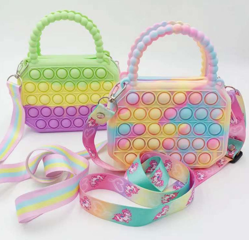 Pop Fidget Toys Silicone Push Bubble Crossbody Sacchetto Sensoriale Stress Reliever Adulti Bambini Borsa da mano Moneta Borsa Borsa Regali
