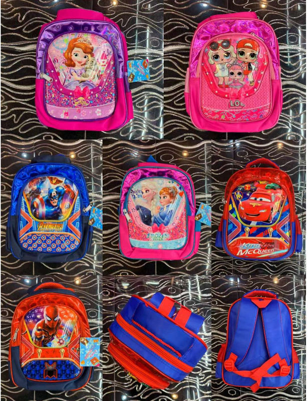 Disegni misti Cartoni animati stampati in 3D Borsa da scuola per bambini 3 Pcs Zaini per bambini con borsa da pranzo e borsa a matita per ragazze Ragazzi