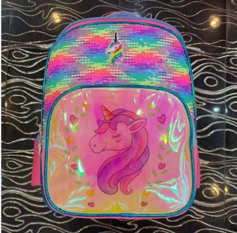 Moda zaino personalizzato per ragazze Rainbow Sequin zaino per bambini Outdoor zaino casual per ragazze Unicorn scuola borsa