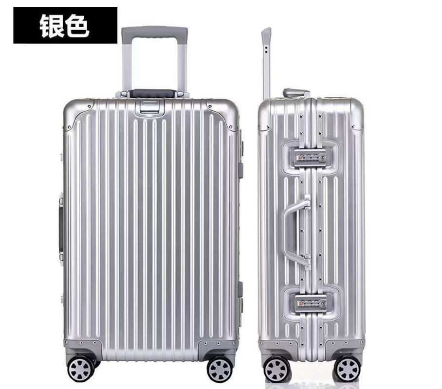 Bagaglio di viaggio in alluminio Cassa di carrello dura Nuova valigia in alluminio 4 ruote a giratore Valigia leggera Bagaglio in tuta