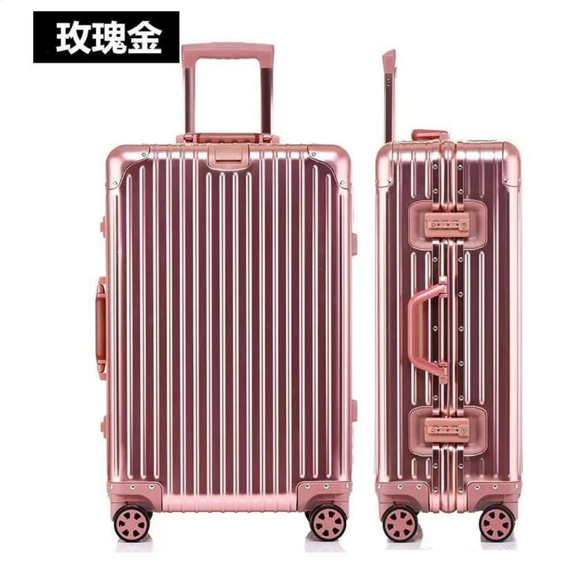 Trolley di viaggio a telaio in alluminio con ruote silenziose 24 pollici con guscio duro resistente Valigia di viaggio personalizzata