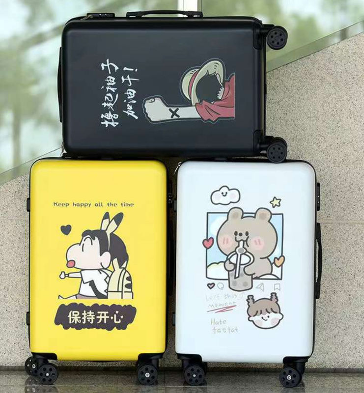 4 ruote Logo personalizzato fai da te stampa creativa sacchetto da viaggio bagagli spinner cabina ABS PC carrello portabagagli con logo personalizzato