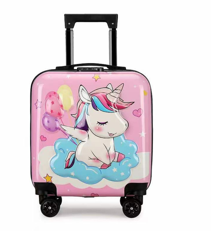 Cartone animato personalizzato per bambini valigia scatola gialla cerniera valigia da viaggio per bambini ABS bagagli