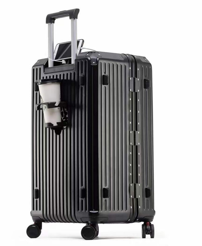 Nuovo arrivo Vintage Multifunzionale Abs Bagaglio in alluminio Hardside Cassa del carrello Bagaglio di viaggio Valigia con portatavola