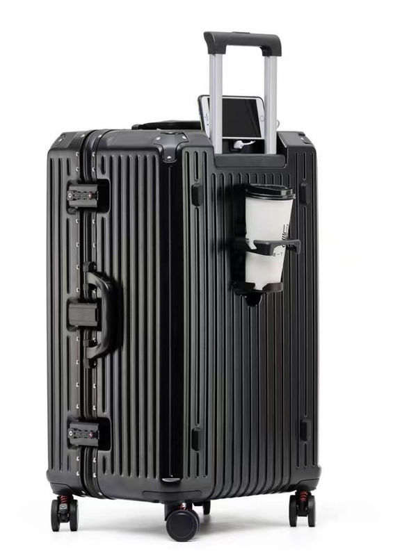 Nuovo arrivo Vintage Multifunzionale Abs Bagaglio in alluminio Hardside Cassa del carrello Bagaglio di viaggio Valigia con portatavola