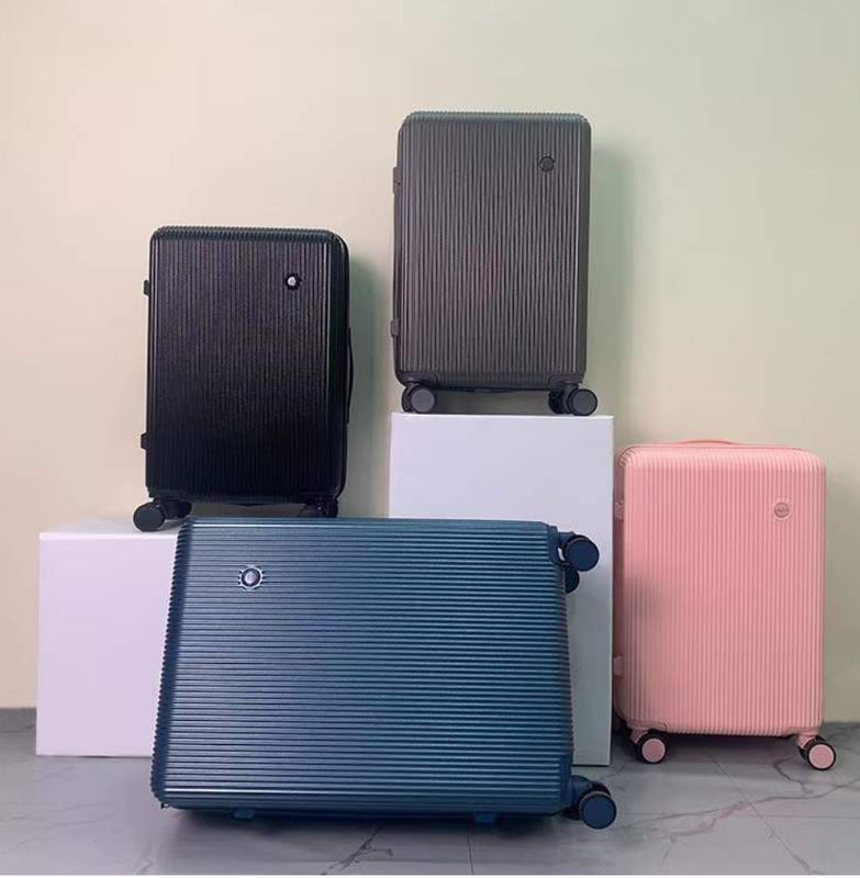 Zipper Frame USB Port Set di bagagli con porta bicchiere Portafogli di viaggio Valigia ABS di alta qualità
