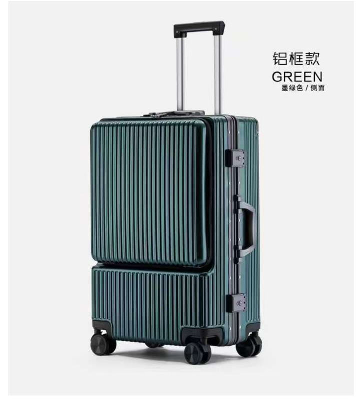 Spinner Trolley per il bagaglio con serrature TSA Nero, verde scuro, rosso, porta-su 20-Lnch, PC Hardside valigia con front Poc