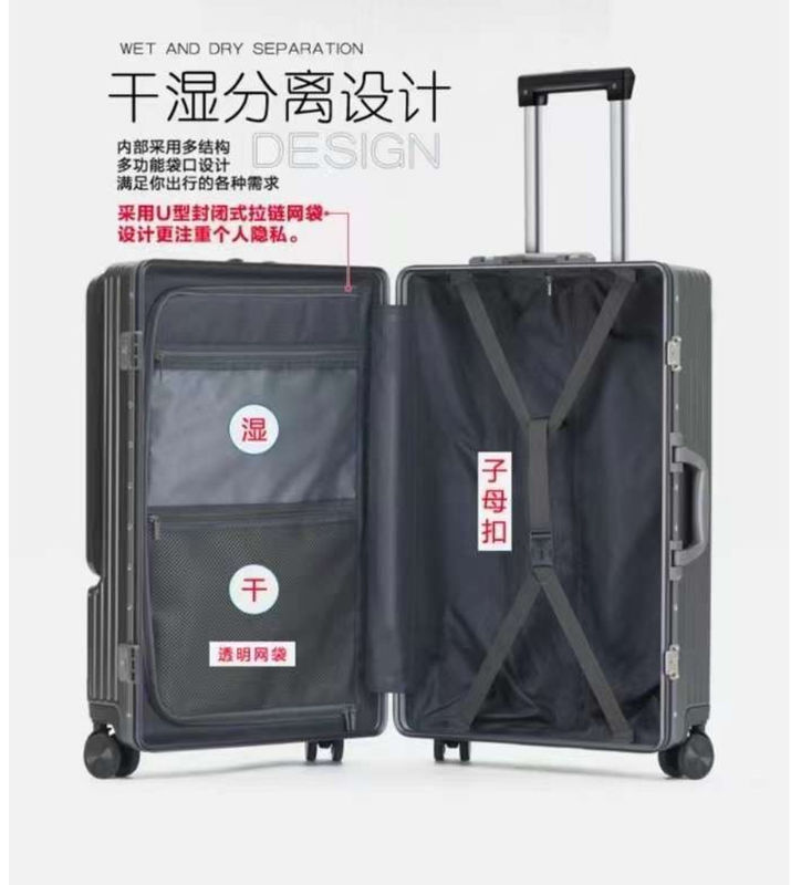 Spinner Trolley per il bagaglio con serrature TSA Nero, verde scuro, rosso, porta-su 20-Lnch, PC Hardside valigia con front Poc