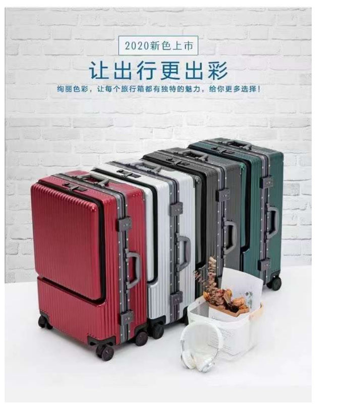 Spinner Trolley per il bagaglio con serrature TSA Nero, verde scuro, rosso, porta-su 20-Lnch, PC Hardside valigia con front Poc