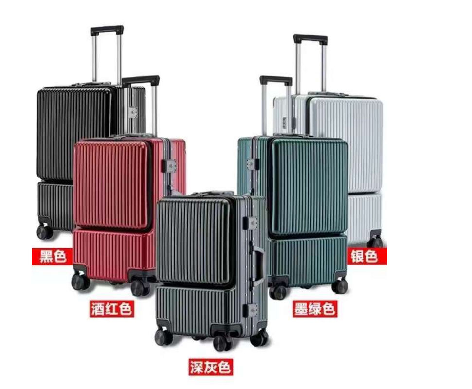 Spinner Trolley per il bagaglio con serrature TSA Nero, verde scuro, rosso, porta-su 20-Lnch, PC Hardside valigia con front Poc