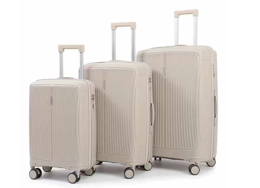 Peso leggero Dura migliore valigia 3 pezzi 20 24 28 pollici Corrispondenza colore Nuovo materiale PP Carry On bagagli economici Set per il viaggio
